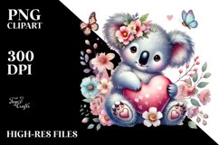 Adorned Koala on Flower Heart PNG Product Image 2