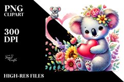 Adorned Koala on Flower Heart PNG Product Image 2