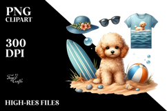 Poodle sitting Sand Surf Clipart Product Image 2