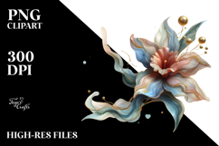 Daffodil with Golden Insertions, Watercolor Splash PNG Product Image 2