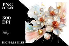 Daffodil with Golden Insertions, Watercolor Splash PNG Product Image 2