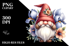 Cute GNOME with Big Hat and Freesia PNG Product Image 2