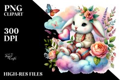 Boho Rabbit on Cloud Heart PNG Product Image 2