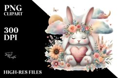 Colorful Rabbit with Heart PNG Product Image 2