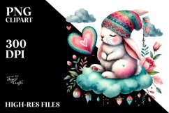 Boho Rabbit on Cloud Heart PNG Product Image 2