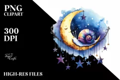 Whimsical Snail on Moon with Hanging Stars | Sublimation | Product Image 3