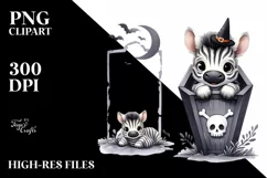 Cute Baby Zebra in Coffin, High-Quality PNG Product Image 1