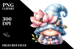Cute Magnolia Garden Gnome PNG Product Image 2