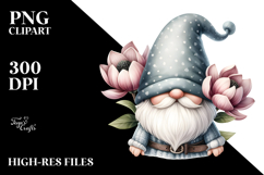 Cute GNOME with Magnolia PNG Product Image 2