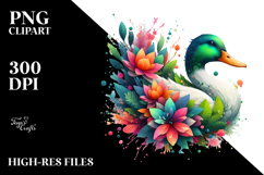 Vibrant Duck with Flowers PNG Product Image 2