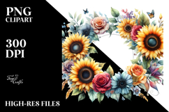 Colorful Abstract Sunflower Frame PNG Product Image 2