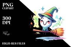 Vibrant Cute Broom Watercolor Product Image 1