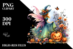 Halloween Fairy Drawing Vibrant Scenery Clipart Product Image 2