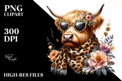 Elegant Highland Cow Animal Print Scarf Sunglasses | Product Image 3