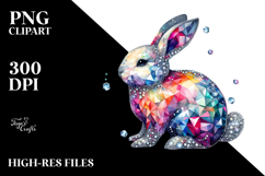 Colorful Bunny Made of Diamonds, PNG Product Image 2