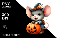 Cute Baby Mouse Halloween Pumpkins Clipart Product Image 2