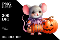 Vibrant Drawing Halloween Mouse Pumpkins Clipart Product Image 2