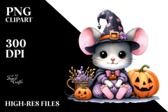 Cute Baby Mouse Halloween Pumpkins Clipart Product Image 2