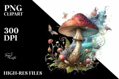 Magical Mushroom Watercolor Splash PNG Product Image 1
