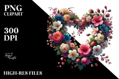 Colorful Heart with Spring Flowers PNG Product Image 2