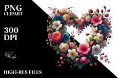Colorful Heart with Spring Flowers PNG Product Image 2