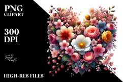 Colorful Heart with Spring Flowers PNG Product Image 2