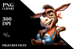 Goofy Donkey with Bandana, Watercolor PNG Product Image 2