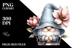 Cute Magnolia Garden Gnome PNG Product Image 2