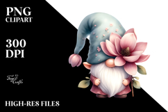 Cute Magnolia Garden Gnome PNG Product Image 2