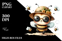 Energetic Baby Bee with Hat and Sunglasses PNG Product Image 2