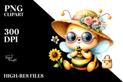 Cute Baby Bee with Cool Haircut, High-Resolution PNG Product Image 2