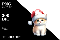 Vibrant Cat with Santa Hat, High-Res PNG Product Image 2