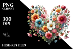 Heart Spring Flowers PNG Product Image 2