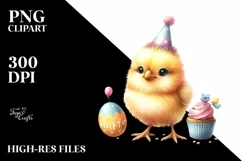 Baby Chicken with Party Hat PNG Product Image 1