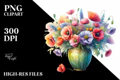 Colorful Watercolor Poppy Vase Product Image 1