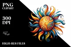 Vibrant Sun Watercolor | Sublimation | Clipart Product Image 1
