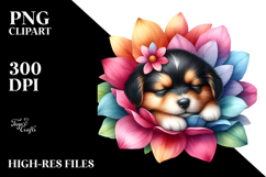 Colorful Sleeping Puppy PNG Product Image 2