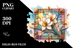 Small Stained Daffodil Frame PNG Product Image 2