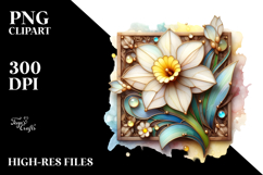 Small Stained Daffodil Frame PNG Product Image 2