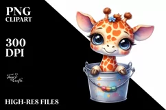 Colorful Smiling Baby Giraffe in Bucket | Sublimation | Product Image 3