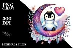 Baby Penguin on Half Moon PNG Product Image 2