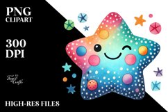 Very Simple Colorful Smiling Star PNG Product Image 2