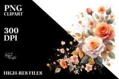 Colorfull Washed Watercolor Orange Rose | Sublimation Product Image 2