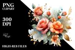 Colorfull Washed Watercolor Orange Rose | Sublimation Product Image 2