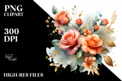 Colorfull Washed Watercolor Orange Rose | Sublimation Product Image 2