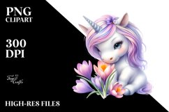 Cute Baby Unicorn Crocus | Sublimation Clipart Product Image 3