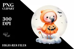 Cute Flamingo on Cloud Halloween PNG Product Image 1
