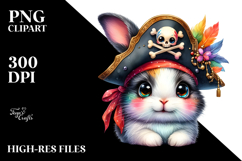 Vibrant Cute Rabbit with Pirate Hat, PNG Product Image 2