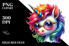 Cute Unicorn with Cool Haircut PNG Product Image 1