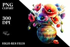 Colorful Watercolor Poppy Vase Product Image 3